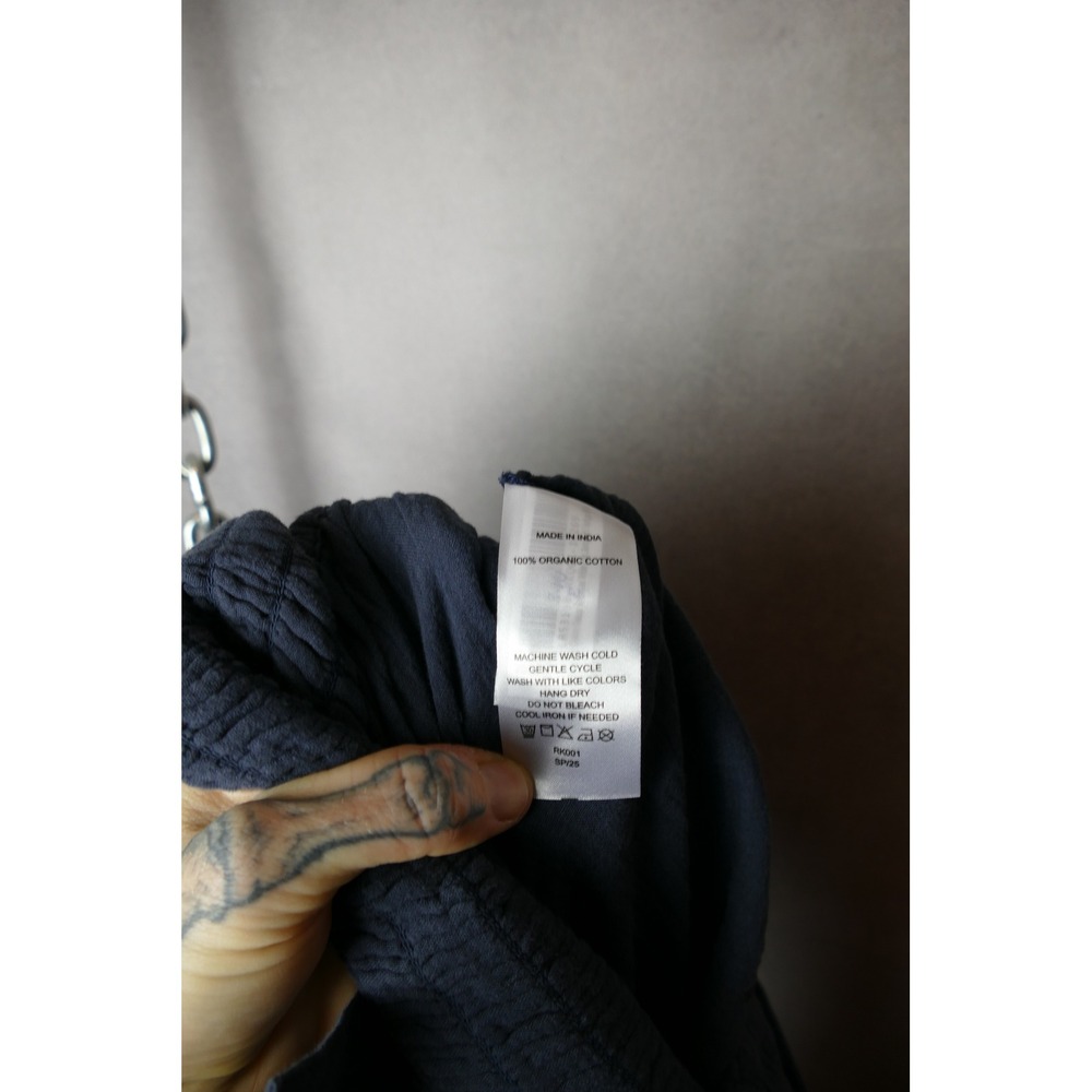 Quince Gauze Smocked Wide Leg Jumpsuit‎ Indigo Blue Organic Cotton XL - Picture 8 of 10